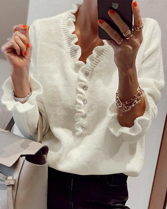 Zairah - Elegant solid buttoned sweater